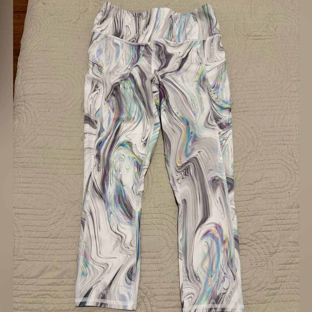 Athleta Marble Glitch Swirl Cropped Leggings Size XS
